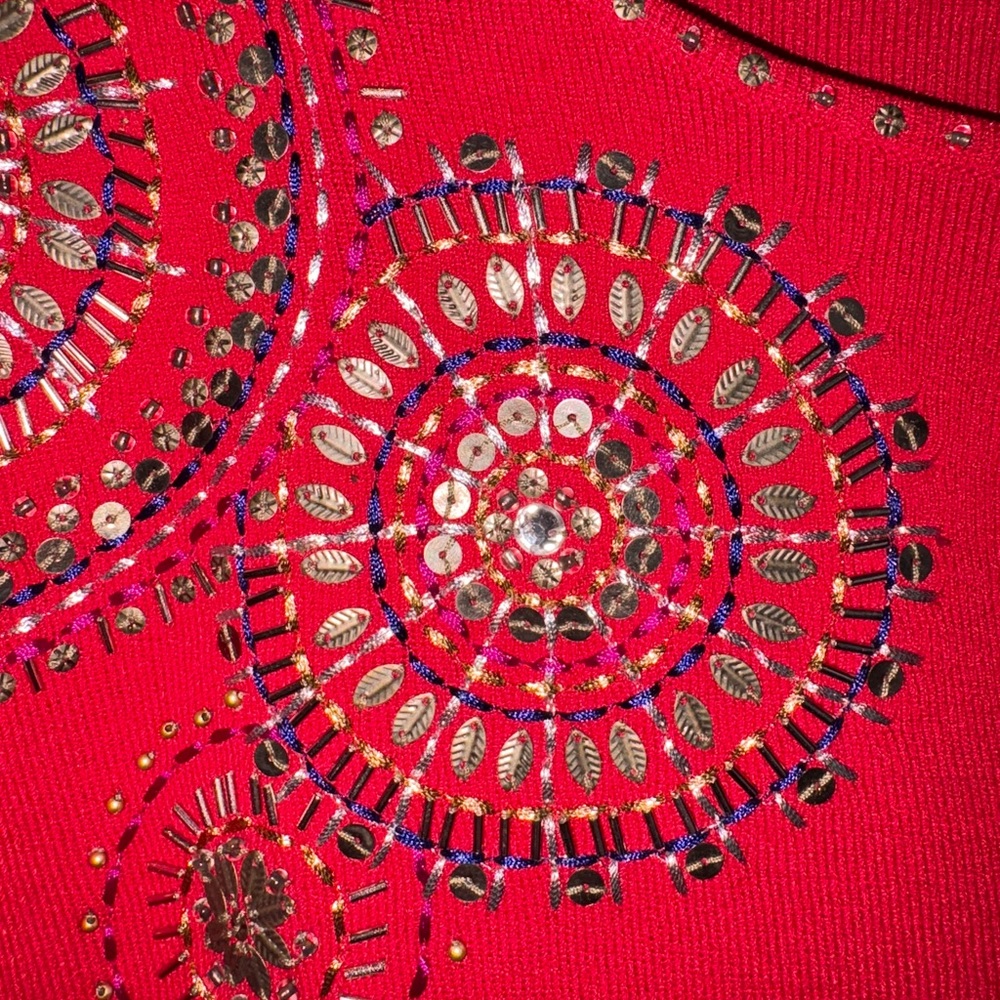 Ruby Rd. Red‎ Embellished Blouse #1274 - Picture 3 of 4